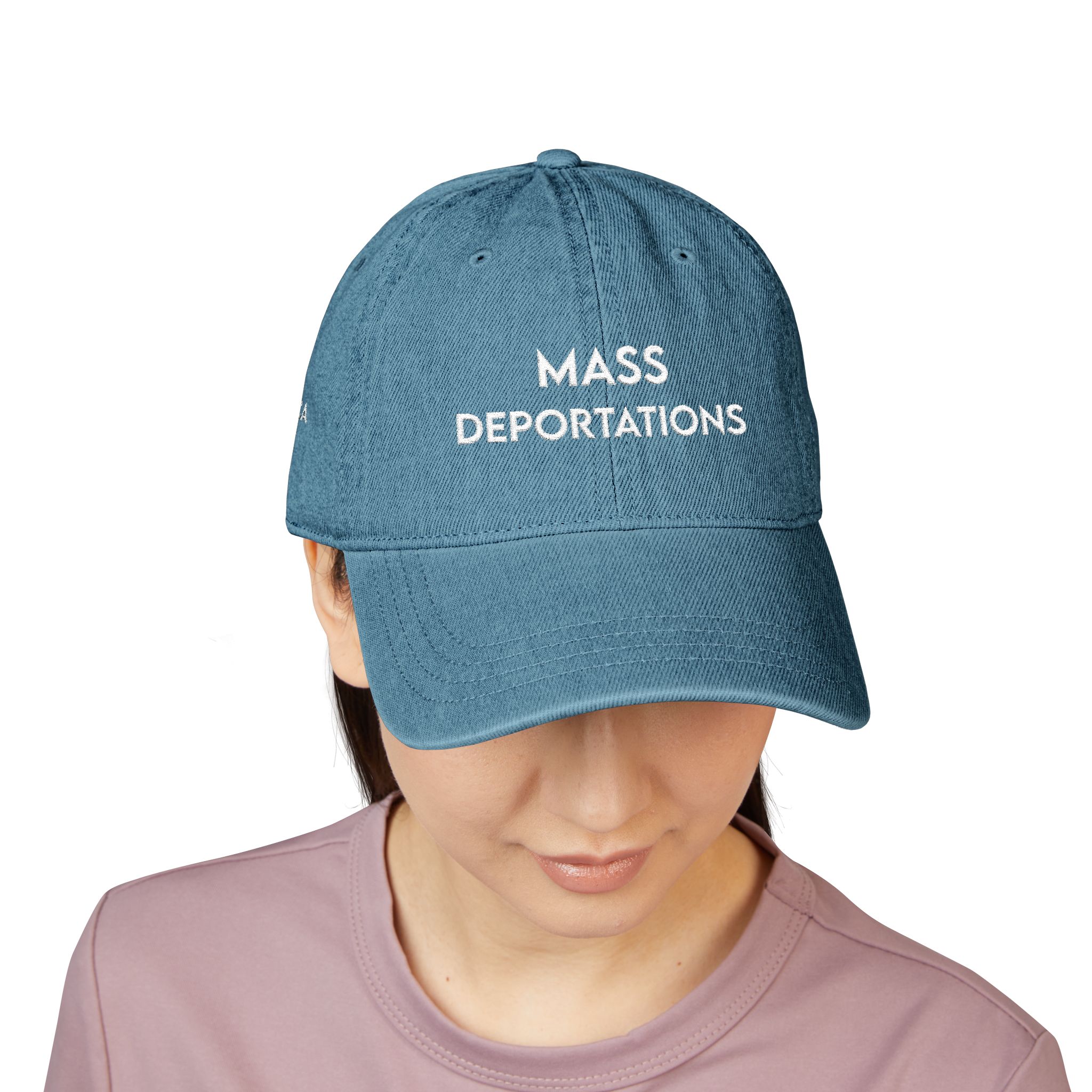 Embroidered Denim Hat - Mass Deportations - Image 8