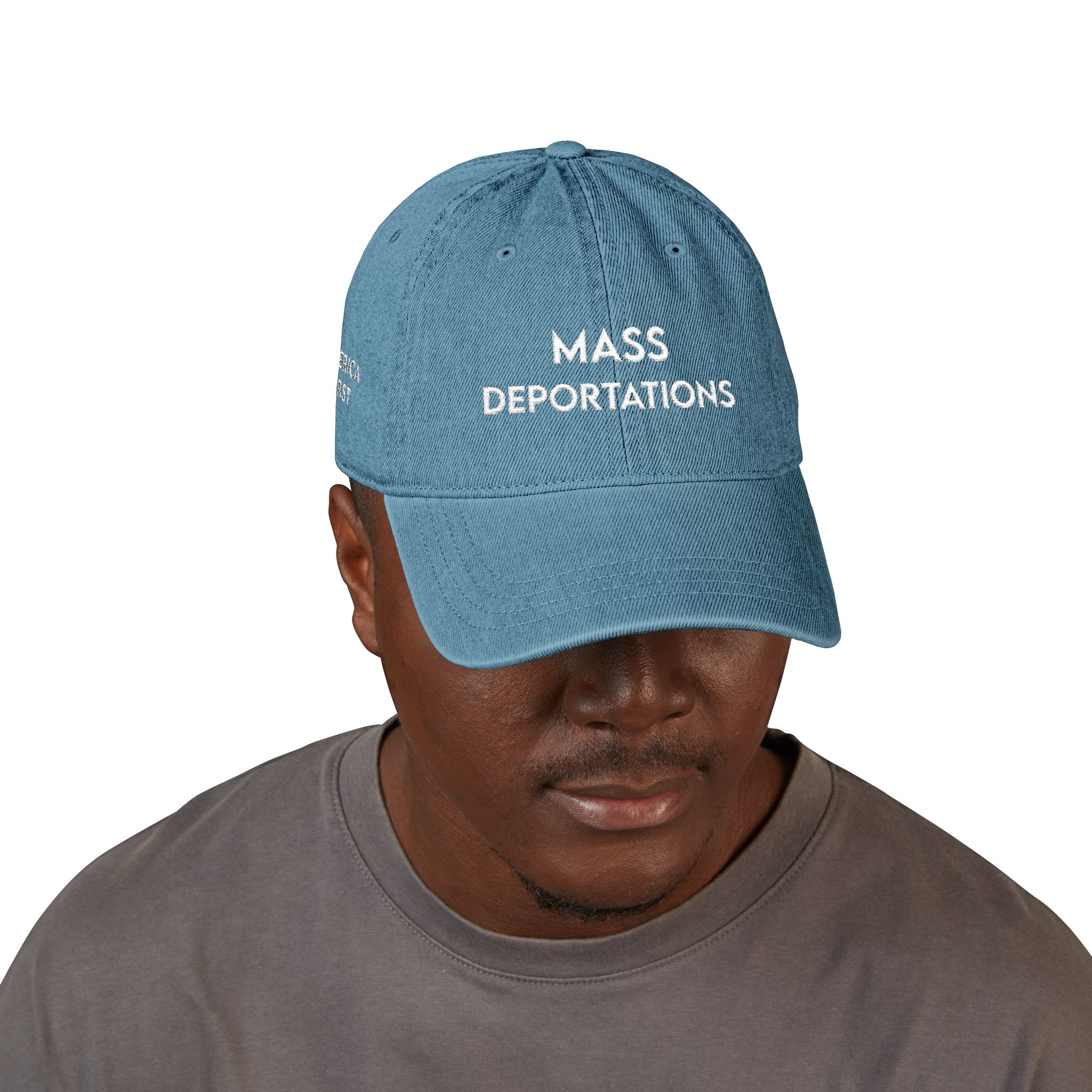 Embroidered Denim Hat - Mass Deportations - Image 7