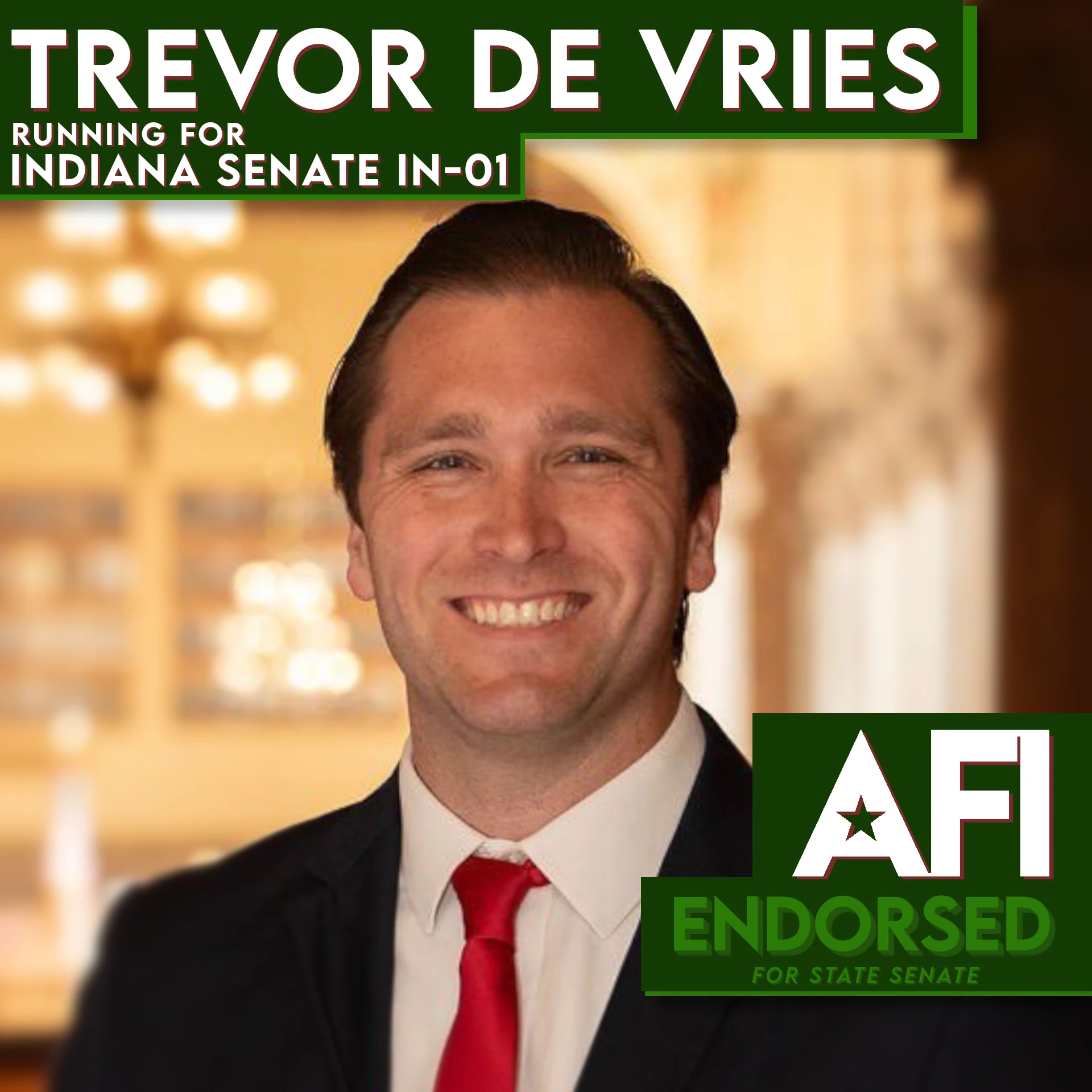 Trevor De Vries, IN SD-01 endorsement